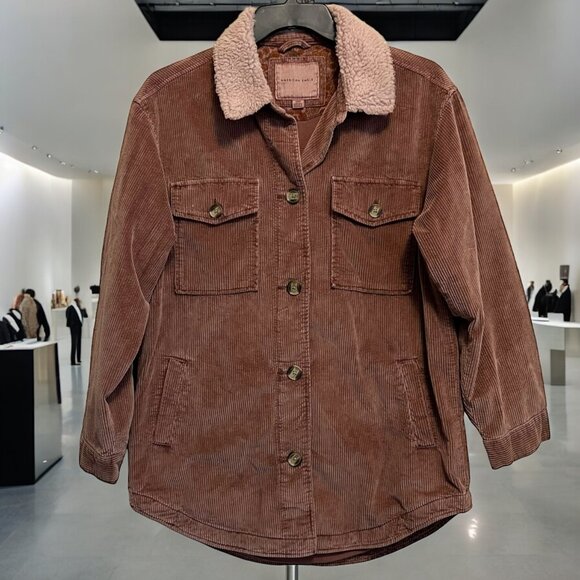 American Eagle Outfitters Other - American Eagle Vintage Wide Wale Corduroy Sherpa Trimmed Shirt Jacket Size M
